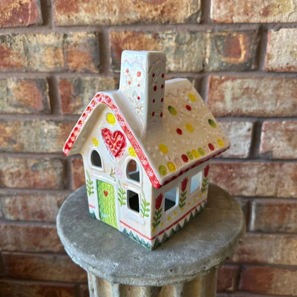 Nathalie Lete x Angele for Anthropologie Ceramic Gingerbread House Candle Holder